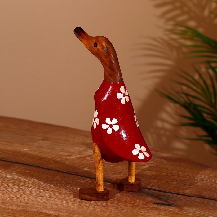 Сувенир "Утка в цветочек " дерево 25 см
