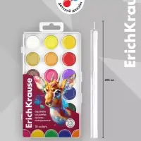 Акварель 18 цветов, ErichKrause Safari, с УФ защитой яркости, без кисти, пластиковая коробка, европодвес