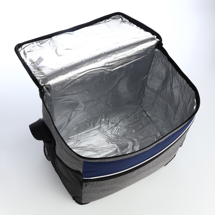 Термосумка на молнии, наружный карман, 23 л, цвет серый/синий Термосумка на молнии, наружный карман, 23 л, цвет серый/синий