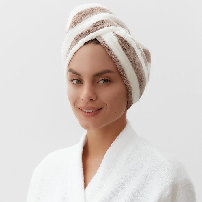 Чалма для сушки волос Этель «Полоски», цв.фиолетовый, 65*25 см, 100% п/э Чалма для сушки волос Этель «Полоски», цв.фиолетовый, 65*25 см, 100% п/э