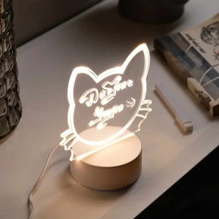 Ночник с маркером для заметок, кот, 13.5&times;15.5&times;8.5 см, 5 LED, USB, свечение тёплое белое