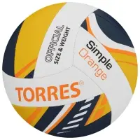 Волейбольный мяч TORRES Simple Orange, V323125, клееный, 18 панелей, р. 5, TPU