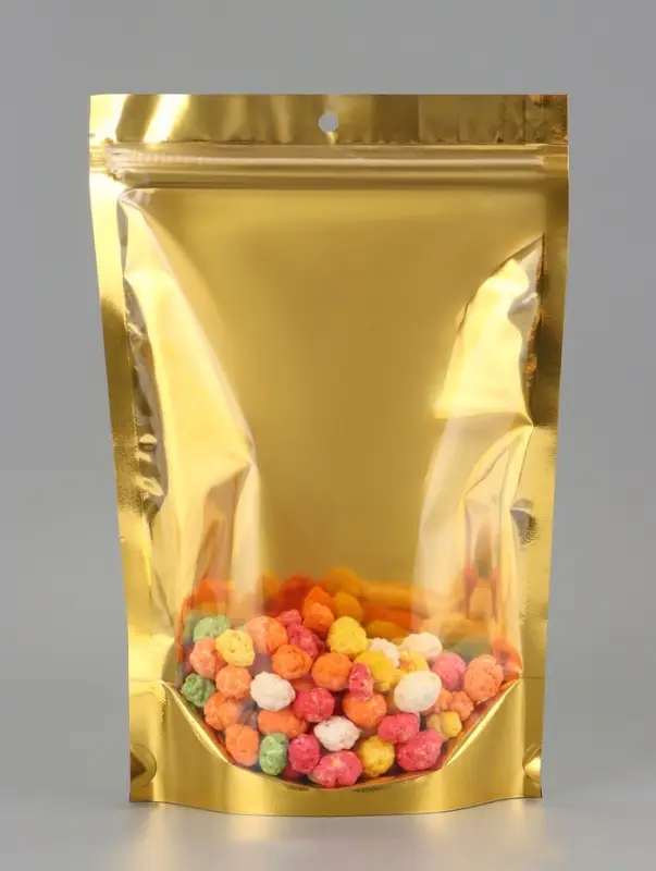 Пакет дой-пак, матовый, золотой, с прозрачной стенкой,20&times;30&times;8 см