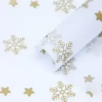Бумага упаковочная тишью "Снежинки со звездами", золотистый, 50 х 66 см Бумага упаковочная тишью "Снежинки со звездами", золотистый, 50 х 66 см