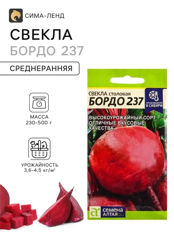 Семена Свёкла &laquo;Бордо 237&raquo;, 2 г, &laquo;Семена Алтая&raquo;