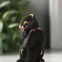 Фигурка керамика &laquo;Котик лапки вверх&raquo;, 7 см, чёрный