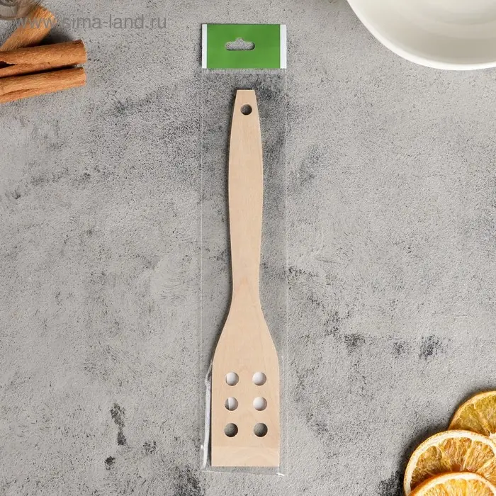 Лопатка деревянная 245х45х4 мм  Лопатка деревянная 245х45х4 мм "Берёза ЛЮКС" с отверстиями в евро-слоте