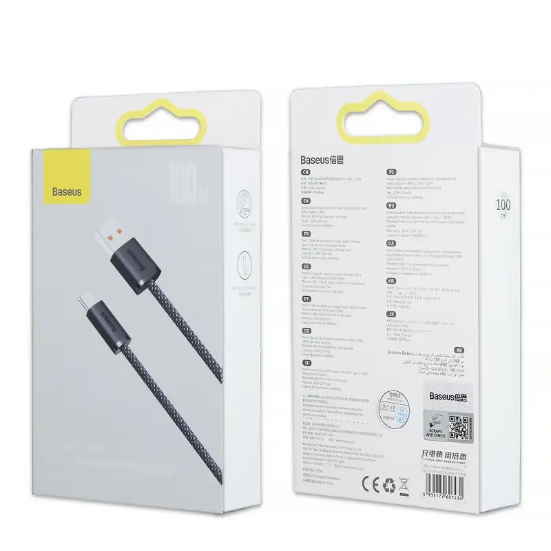 Кабель USB Type-C 1M 100W Dynamic Series Fast Charging Baseus CALD000616 черно-серый