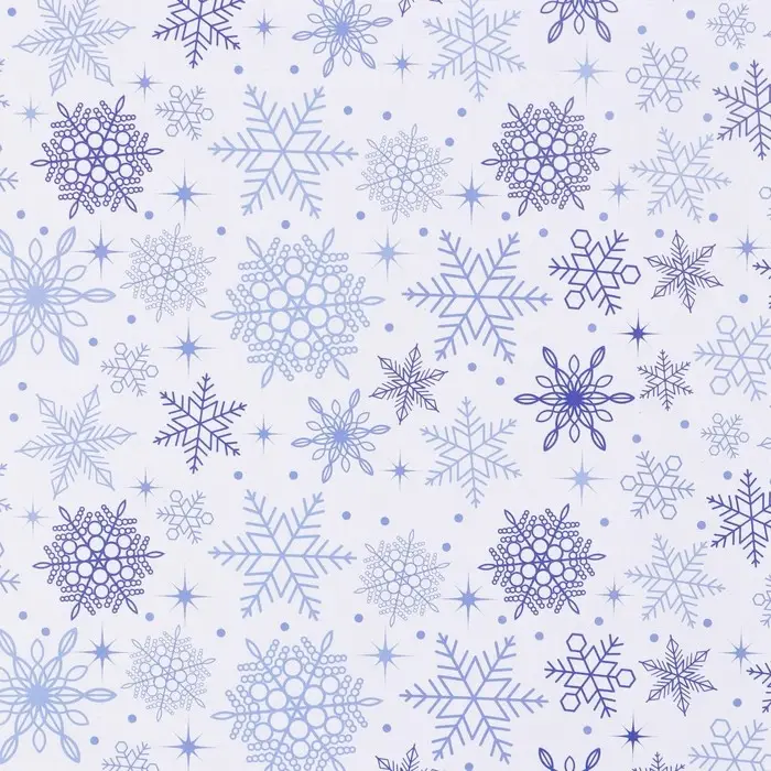 Упаковочная бумага на новый год глянцевая двухсторонняя «Снежинки», 50 х 70 см