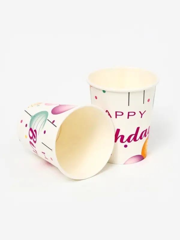Бумажные стаканы "Happy birthday"шарики (набор 10шт)