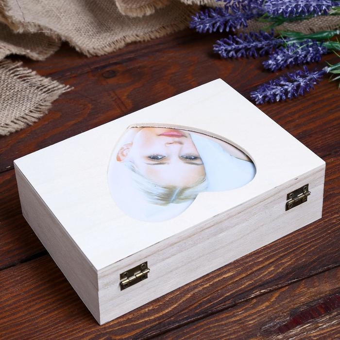 Шкатулка для росписи с фоторамкой  Шкатулка для росписи с фоторамкой "Сердце" МИКС 16,5х11,7х5 см