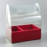 Коробка с PVC для цветов и десертов 26&times;18&times;30 см, красный