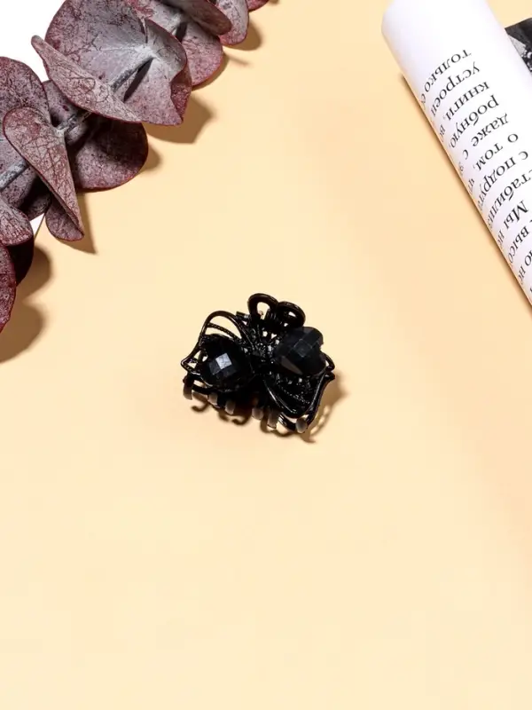 Крабик для волос &laquo;Чёрные кружева&raquo;, два сердца, 2.3 см, чёрный
