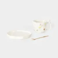 Чайная пара "Зайка в цветах"  блюдце 14х2 см, чашка 12х9х6,5 см