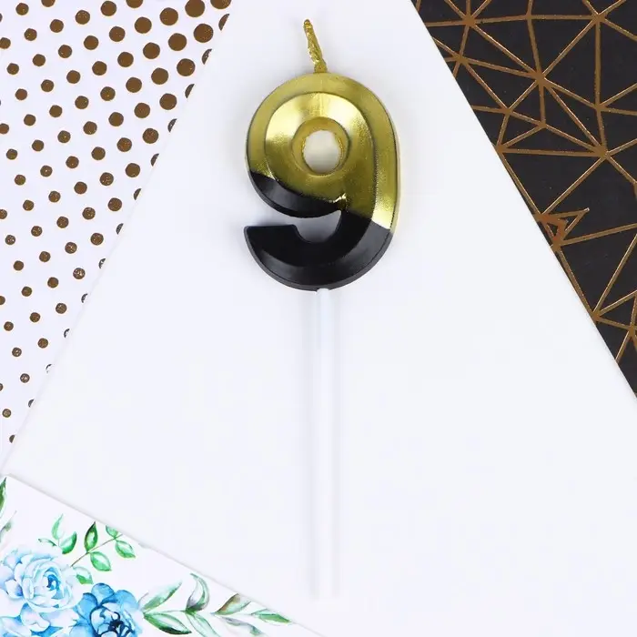 Свеча для торта, цифра «9», 11,5 х 2,3 см Свеча для торта, цифра «9», 11,5 х 2,3 см