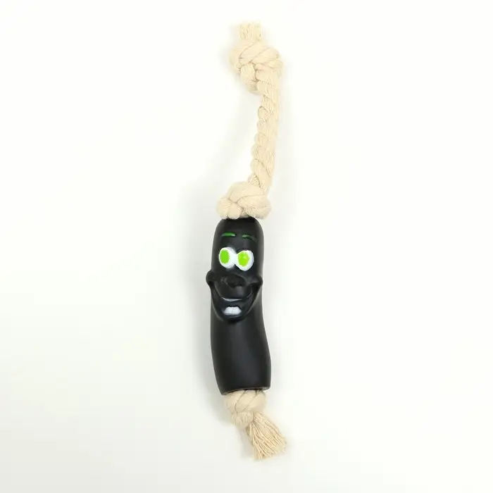 Игрушка для собак &laquo;Обугленная сосиска на верёвке&raquo;, 14 см, чёрная
