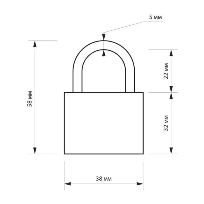 Замок навесной LOCKLAND, с влагозащитной дужкой, 38 мм