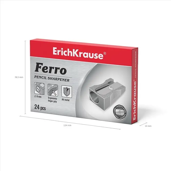 Точилка ErichKrause Ferro, 1 отверстие, алюминий, отверстие диаметром 8 мм, серая Точилка ErichKrause Ferro, 1 отверстие, алюминий, отверстие диаметром 8 мм, серая