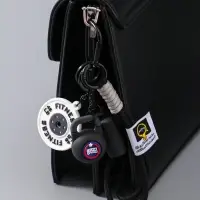 Брелок резина, текстиль с карабином "Гиря, диск и бутылка" чёрный 13,5х4,5х2,2 см