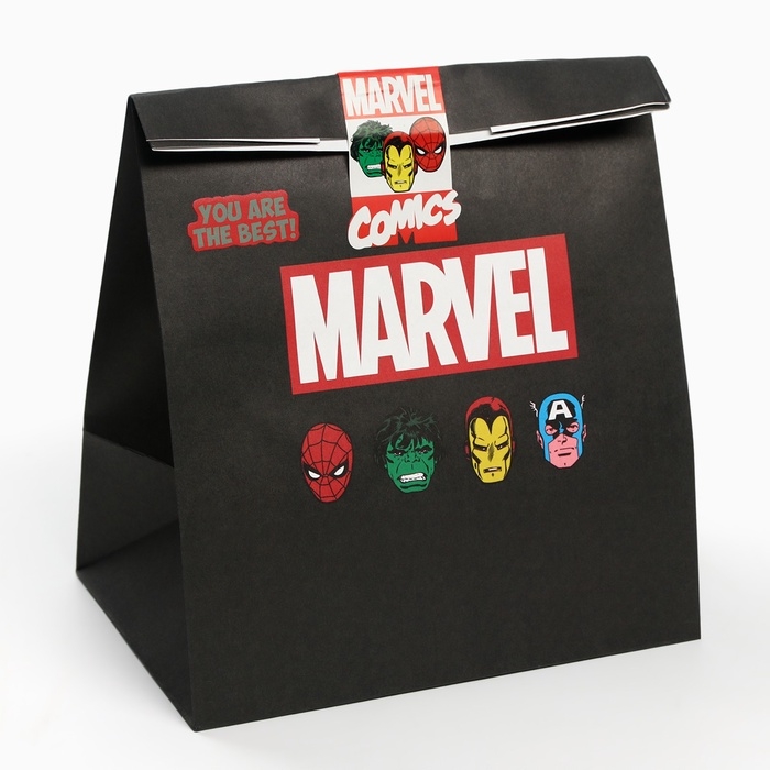 Набор крафтовых пакетов со стикерами, Мстители, 18х22х12 см Набор крафтовых пакетов со стикерами, Мстители, 18х22х12 см