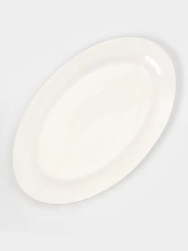 Блюдо сервировочное c утолщённым краем Доляна White Label, 37&times;23.5&times;3 см, фарфор, белое