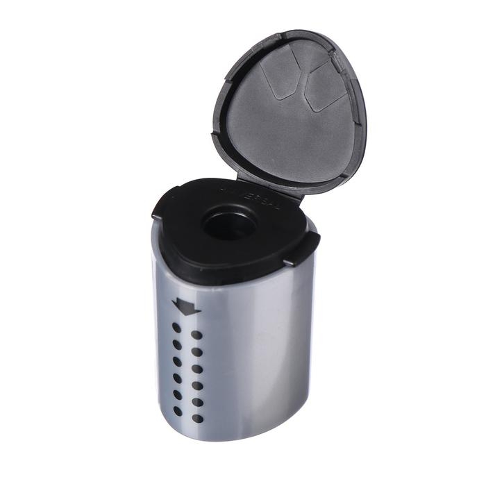 Точилка 1 отверстие с контейнером Faber-Castell Grip 2001, серебряная Точилка 1 отверстие с контейнером Faber-Castell Grip 2001, серебряная