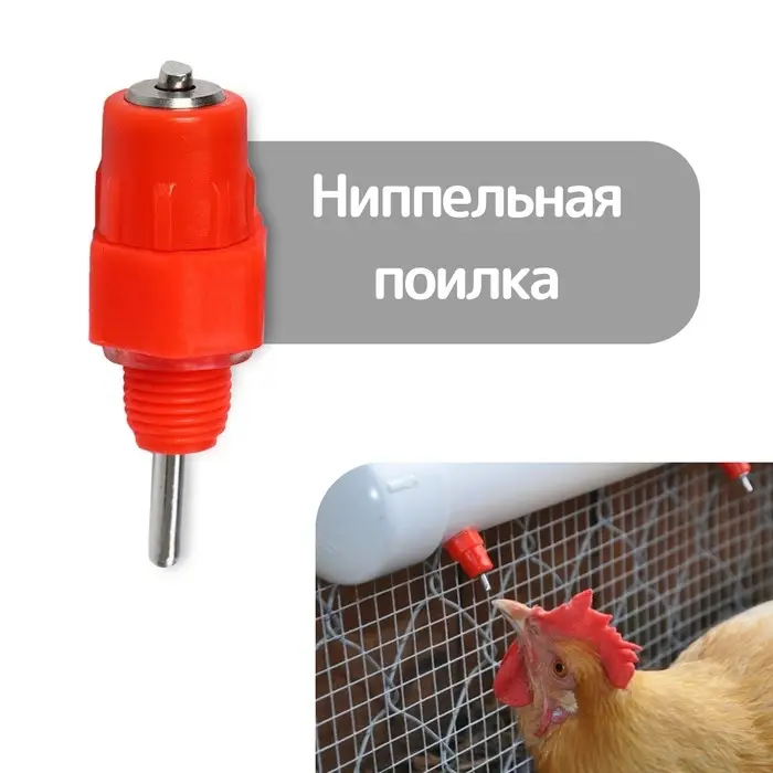 Поилка ниппельная для домашней птицы, Greengo Поилка ниппельная для домашней птицы, Greengo