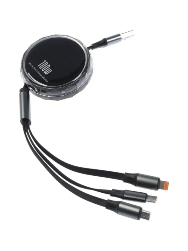 Кабель Type-C-Type-C, 2 А, Type-C-microUSB, lighting, с подставкой, 3 А, 1 м, чёрный