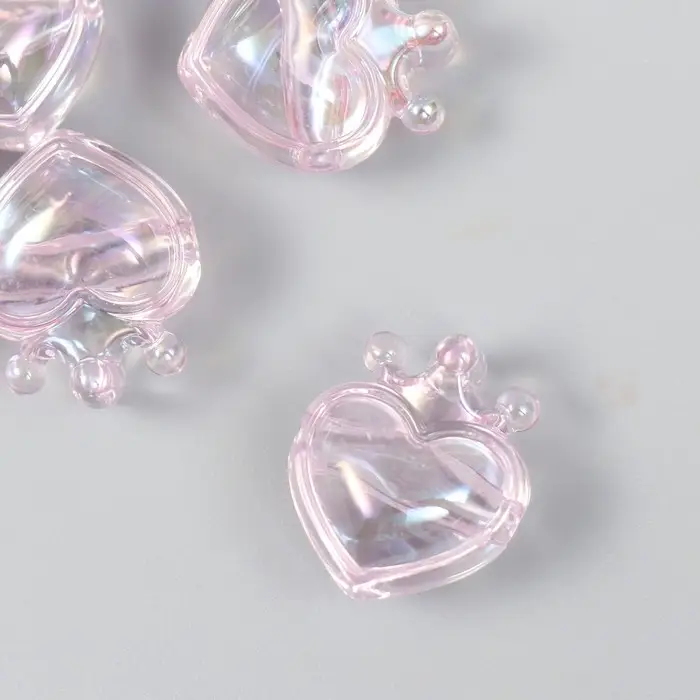 Бусина для рукоделия и плетения «Арт Узор. Сердечко с короной сиреневое», пластик, 2.1×1.4×2.5 см