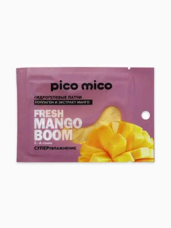 Патчи для области вокруг глаз Fresh mango boom, 1 пара, гидрогелевые с коллагеном и экстрактом манго, PICO MICO