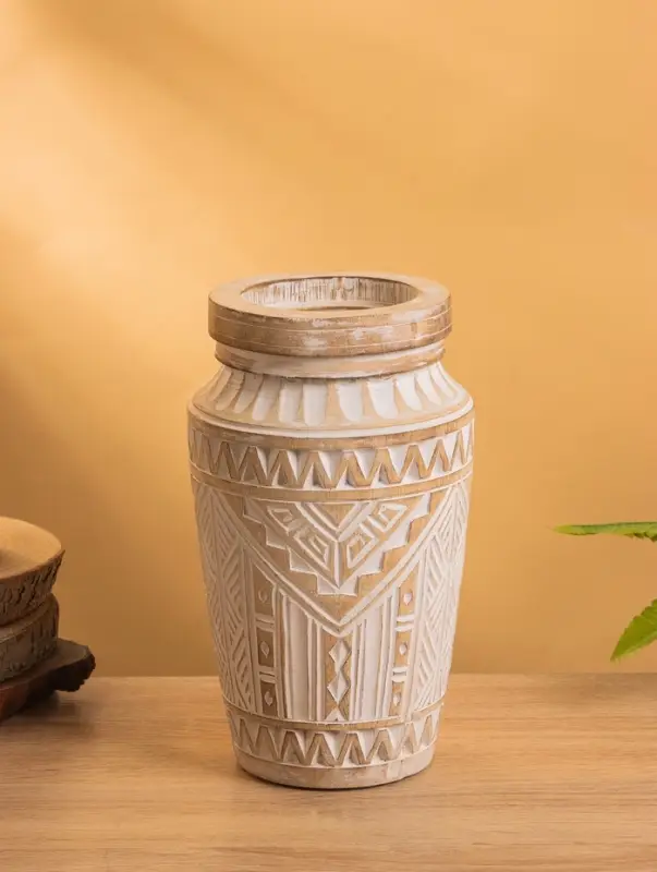 Ваза интерьерная, 15×15×25 см, дерево