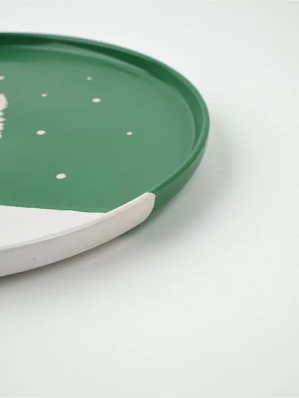 Тарелка новогодняя плоская &laquo;Зимний лес&raquo;, d=21.7 см, ручная работа