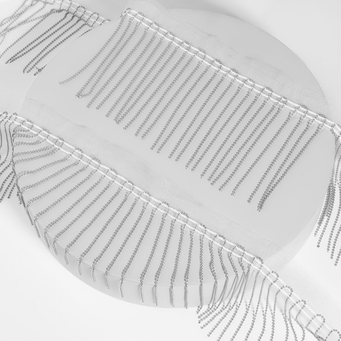 Тесьма декоративная «Бахрома», металлизированная, 10 см, 4,5 ± 0,5 м, цвет белый Тесьма декоративная «Бахрома», металлизированная, 10 см, 4,5 ± 0,5 м, цвет белый