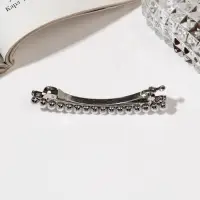 Заколка - автомат для волос &laquo;Луиза&raquo;, жемчуг и стразы, 6.5 см, серебро