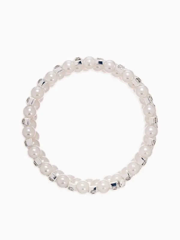 Браслет-пружинка &laquo;Жемчужинка&raquo;, 3 ряда, шахматы, белый, d=6.5 см