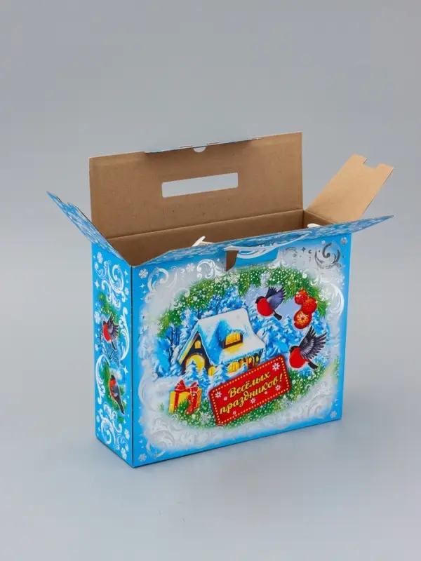Коробка Новогодняя подарочная Коробка Новогодняя подарочная "Снегири" 29 х 24,5 х 9,5 см
