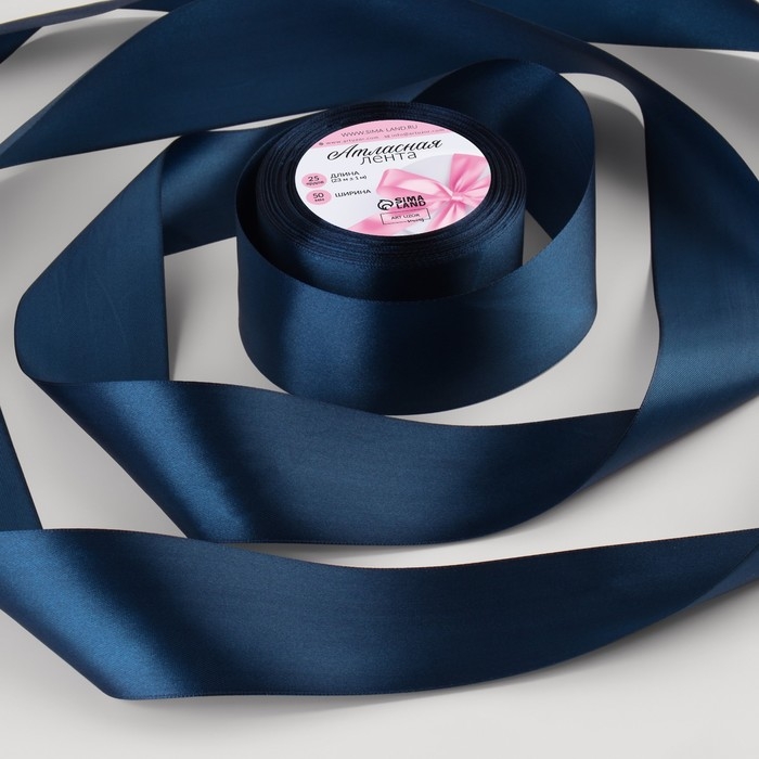 Лента атласная, 50 мм × 23 ± 1 м, цвет тёмно-синий №38 Лента атласная, 50 мм × 23 ± 1 м, цвет тёмно-синий №38