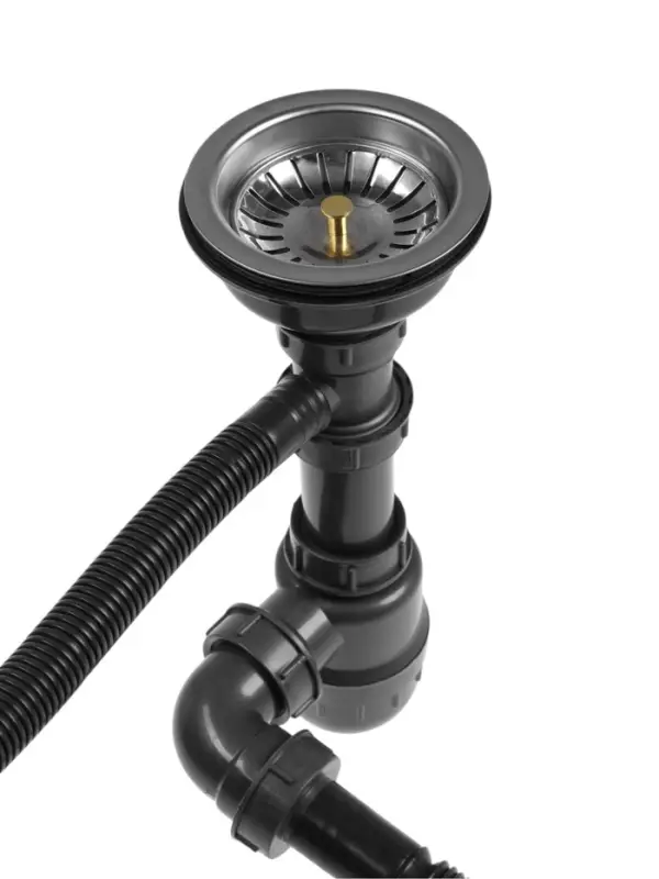 Сифон для мойки ZEIN, 3 1/2&rsquo;&rsquo;*40мм, прямоугольный перелив, с гофротрубой 40/50мм, серый