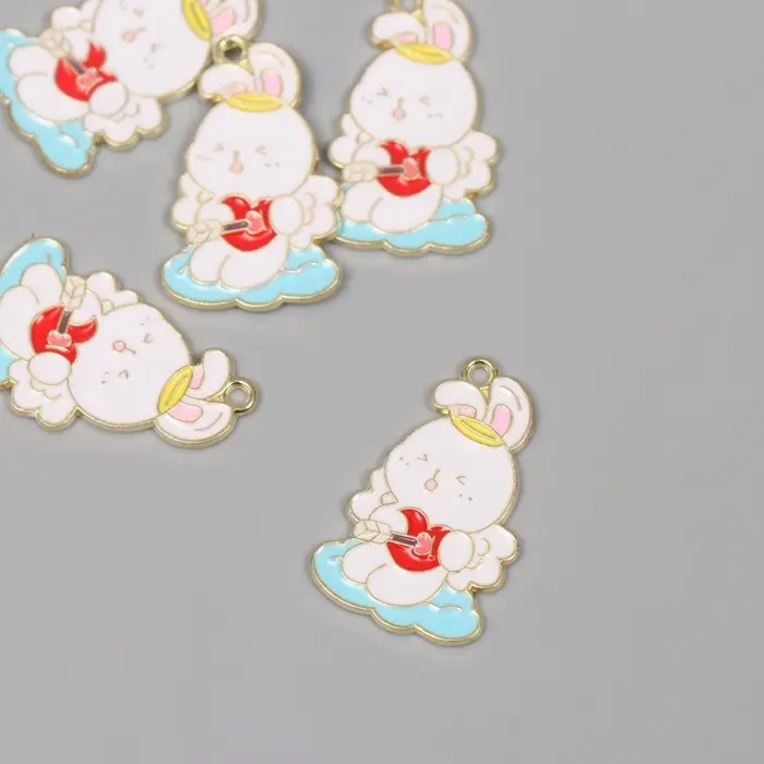 Декор для творчества металл, эмаль Декор для творчества металл, эмаль "Зайчик со стрелой в сердце" 2,8х1,8 см