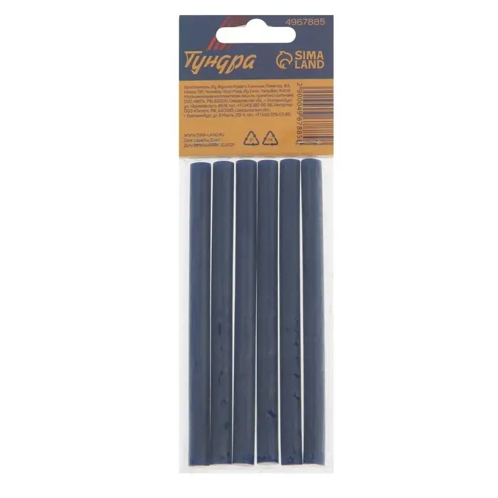 Клеевые стержни ТУНДРА, 7×100 мм, синие, 6 шт.