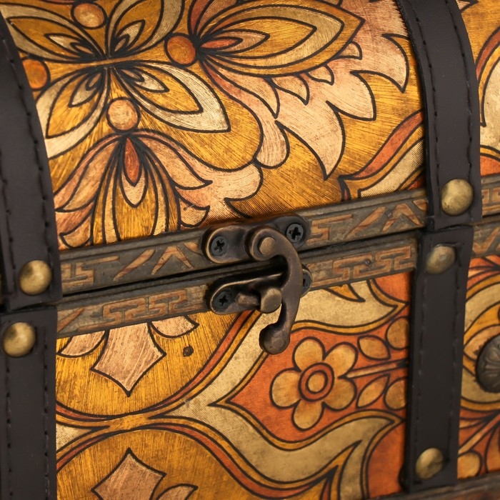 Шкатулка сундук дерево Шкатулка сундук дерево "Оранжевые узоры" 20х15х15,5 см