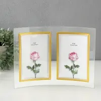 Фоторамка двойная стекло 10х15 см "Золотой кант" вертикаль 28х20,5 см