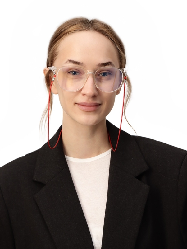 Шнурок для очков на шею 70 см силиконовый, красный Шнурок для очков на шею 70 см силиконовый, красный