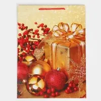 Пакет подарочный новогодний ламинированный «Поздравляю», L 28 х 38 х 9 см