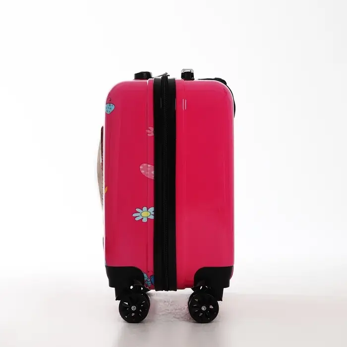 Чемодан детский 28 л (S), отдел на молнии, 4 колеса, розовый