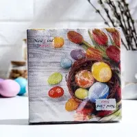 Пасхальные салфетки бумажные New Line Fresco &laquo;Яйца, Тюльпаны&raquo;, 2 слоя, 33&times;33 см, 20 шт.