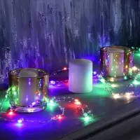 Гирлянда &laquo;Нить&raquo; 5 м, роса с насадками &laquo;Шарики&raquo;, IP20, серебристая нить, 50 LED, 8 режимов, свечение мульти, 220 В