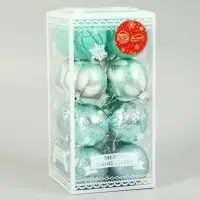 Ёлочные игрушки &laquo;Мелодия&raquo;, шары новогодние, d=6 см, набор 16 шт., узор треск, зелёный