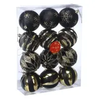 Ёлочные шары новогодние &laquo;Савьер&raquo;, набор 12 шт., d=8 см, чёрно-золотой
