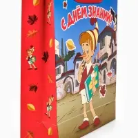 Пакет подарочный детский &laquo;С Днём знаний. Буратино&raquo;, М 30&times;26&times;9 см